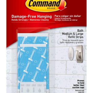 Command Bath Replacement Strips, Medium and Large Water-Resistant Adhesive Strips, Re-Hang Bath Hooks or Caddies, 2 Medium Strips, 4 Large Strips